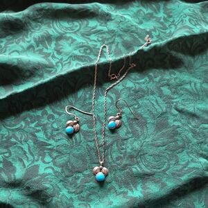 Turquoise and Silver Necklace Set